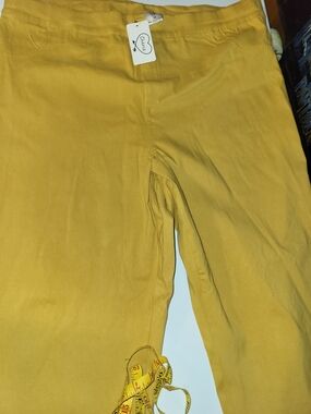 Yellow Mustard Stretch Jeans Cropped New Cherie 3x